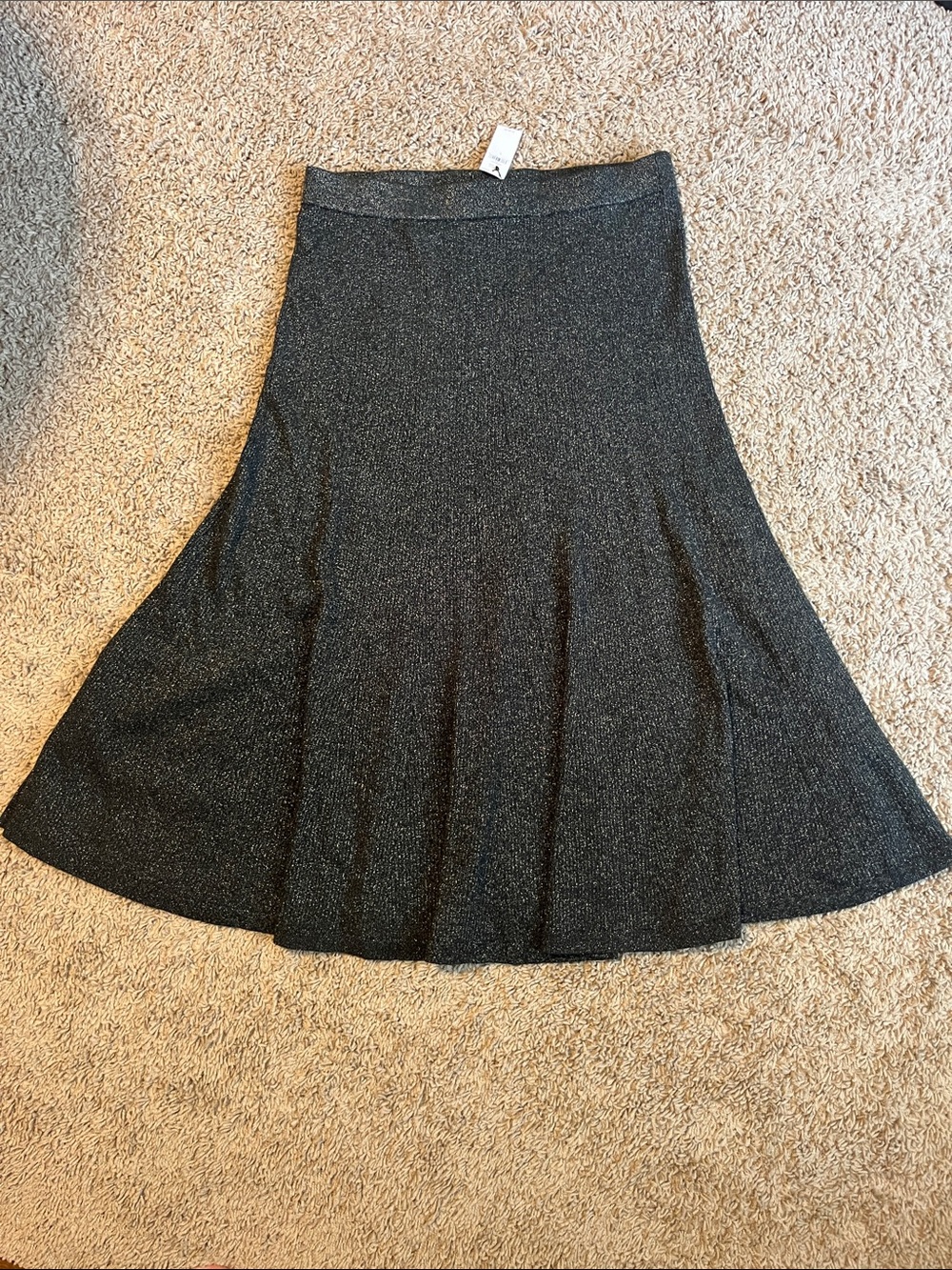 Banana Republic Sparkle Black A-Line Midi Skirt